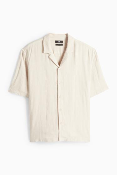 Unisex - Košile s lněným podílem - relaxed fit - klopový límec - béžová
