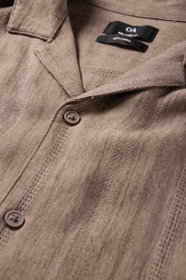 Unisex - Košile s lněným podílem - relaxed fit - klopový límec - hnědá