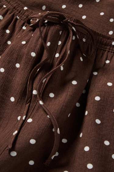 Damen - Stoffhose - Mid Waist - Wide Leg - gepunktet - braun