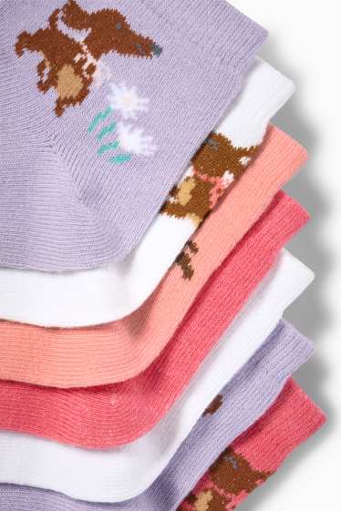 Děti - dívky - Multipack 7 ks - jezevčíci - ponožky s motivem - barevná
