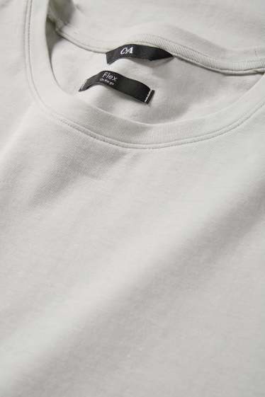 Herren - T-Shirt - Slim Fit - Flex - hellgrau