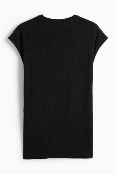 Femmes - T-shirt - slim fit - texturé - noir