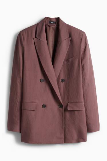 Damen - Business-Blazer mit Leinen-Anteil - Regular Fit - braun