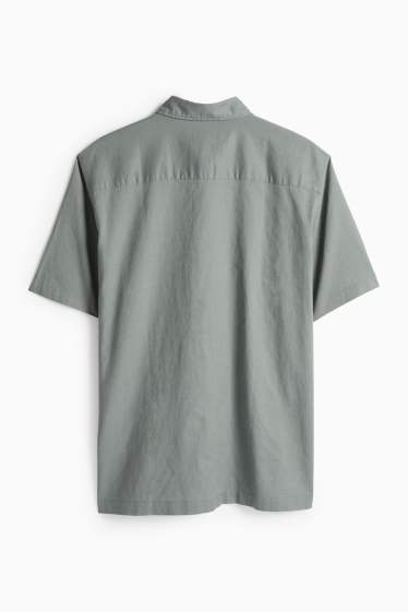 Unisex - Camisa - regular fit - Kent - mescla de lli - gris fosc