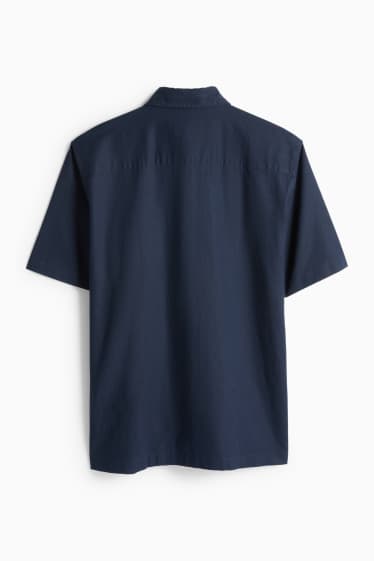 Unisex - Shirt - regular fit - kent collar - linen blend - dark blue