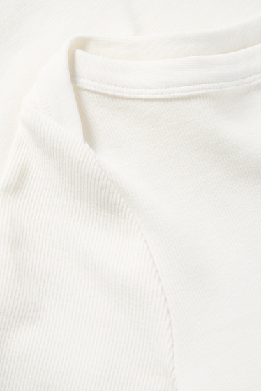 Femmes - T-shirt - slim fit - finition côtelée - blanc