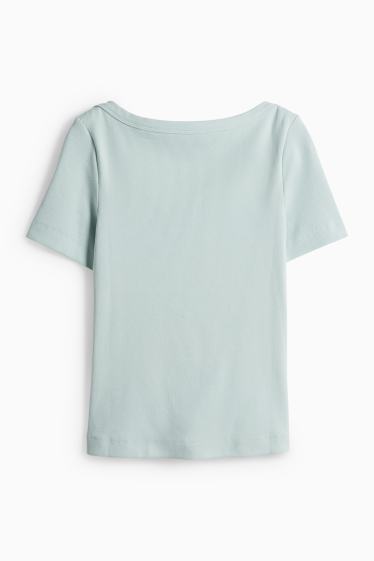 Women - T-shirt - slim fit - ribbed - mint green