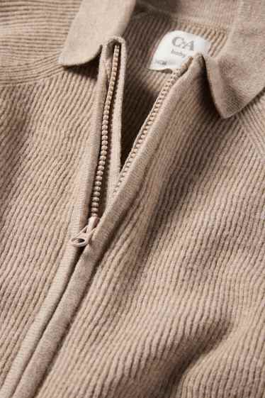 Bebeluși - băieți - Cardigan tricotat bebeluși - maro deschis