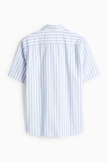 Pánské - Košile - regular fit - kent - pruhovaná - bílá / světle modrá