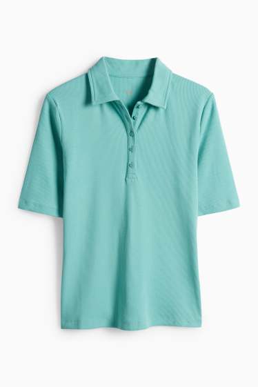 Dames - Poloshirt - regular fit - gestreept - lichtgroen
