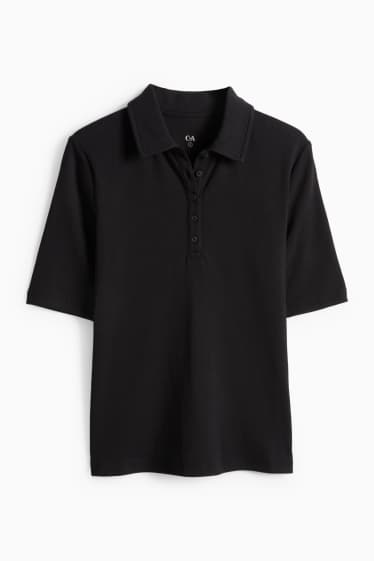 Dona - Polo - regular fit - de ratlles - negre