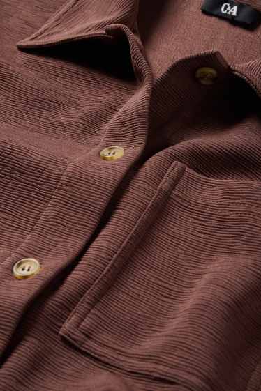 Damen - Hemdbluse - strukturiert - dunkelbraun