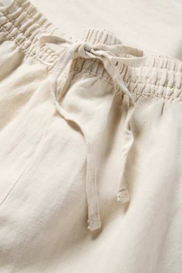 Women - Cloth trousers - mid-rise waist - wide leg - linen blend - light beige