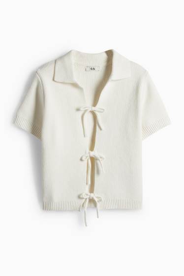 Damen - Strickjacke - cremeweiss