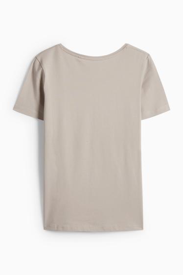Dames - T-shirt - slim fit - licht beige