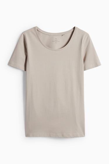 Dames - T-shirt - slim fit - licht beige