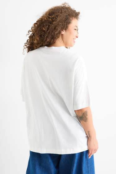 Donna - T-shirt - regular fit - effetto brillante - bianco