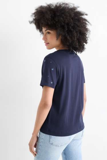 Femmes - T-shirt - regular fit - à motif - bleu foncé