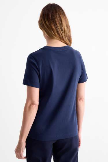 Damen - T-Shirt - Regular Fit - Glanz-Effekt - dunkelblau