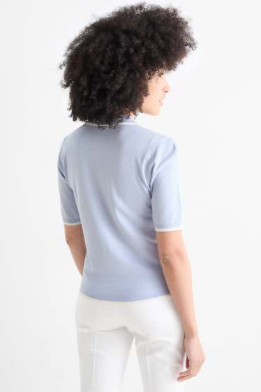 Damen - Strickpullover - kurzarm - hellblau