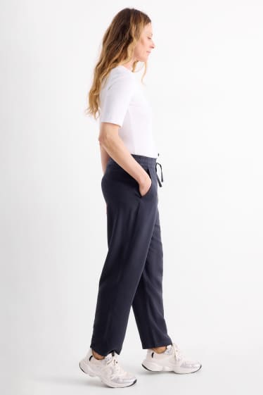 Women - Cloth trousers - high waist - tapered leg - dark blue