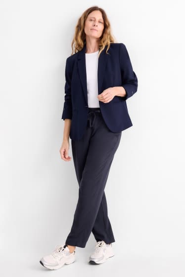 Women - Cloth trousers - high waist - tapered leg - dark blue