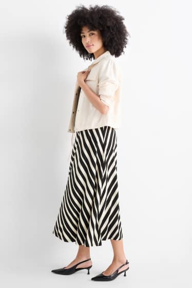 Damen - Rock - gestreift - schwarz / beige