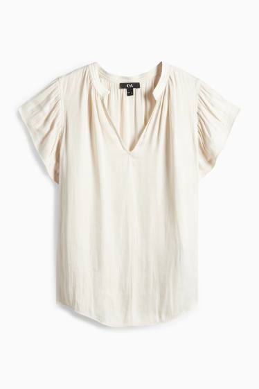 Dona - Brusa amb el coll en punta - blanc trencat