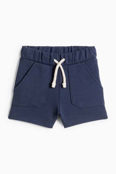 Miminka - chlapci - Teplákové šortky pro miminka - žebrované - tmavomodrá
