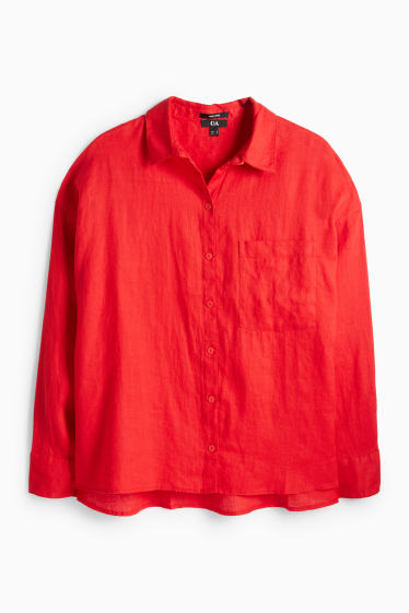 Femei - Bluză de in - roșu