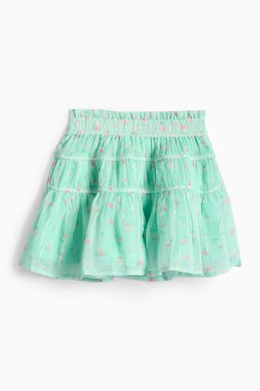 Copii - Fete - Floare - fustă - aspect lucios - verde deschis