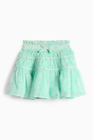 Copii - Fete - Floare - fustă - aspect lucios - verde deschis