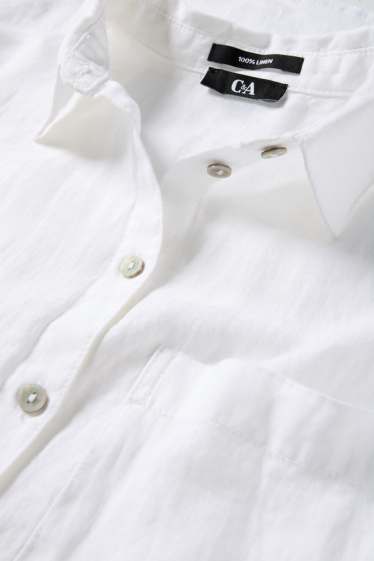 Women - Linen shirt blouse - white