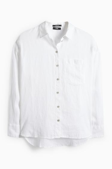 Women - Linen shirt blouse - white