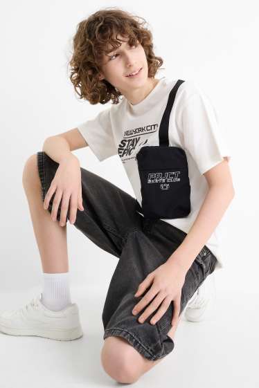Children Boys - New York City - short sleeve T-shirt - white / black