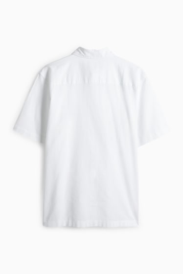 Unisexe - Chemise - regular fit - col kent - lin mélangé - blanc