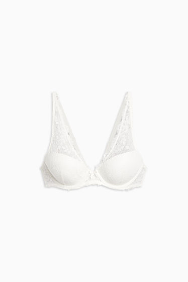 Women - Underwire bra - PLUNGE - padded - white