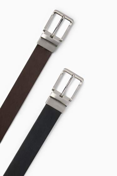 Herren - Wende-Gürtel - Lederimitat - schwarz