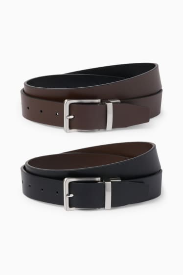 Herren - Wende-Gürtel - Lederimitat - schwarz