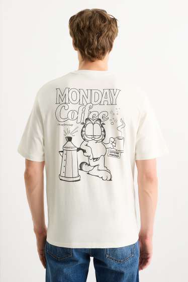 Pánské - Tričko - relaxed fit - Garfield - krémově bílá