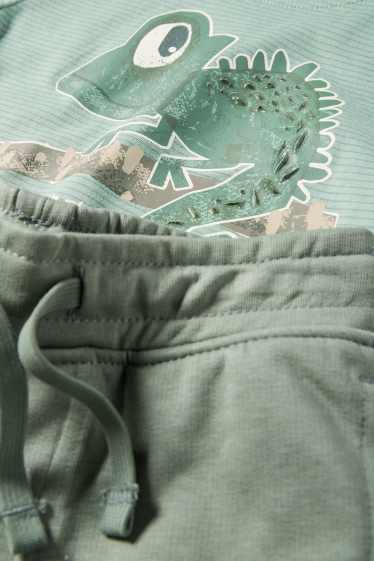 Kinder Buben - Chamäleon - Set - Kurzarmshirt und Sweatshorts - 2 teilig - grün