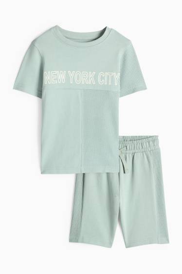 Enfants garçons - New York - ensemble - T-shirt et short - 2 pièces - vert