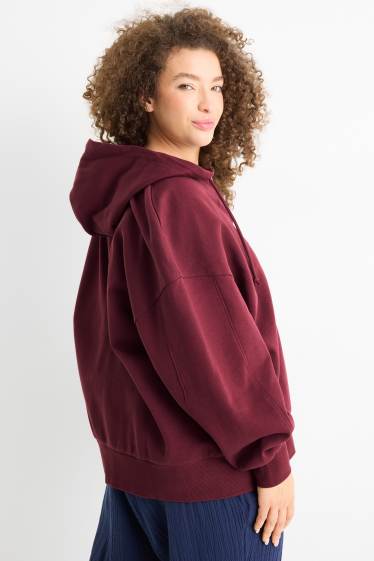 Dámské - Tepláková bunda s kapucí - bordeaux