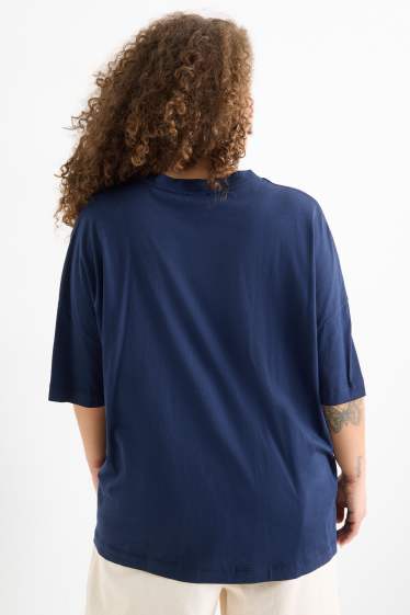 Women - T-shirt - regular fit - shiny - dark blue