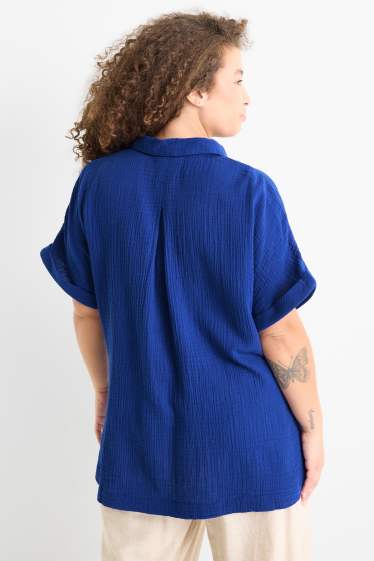 Dona - Brusa de mussolina - blau fosc