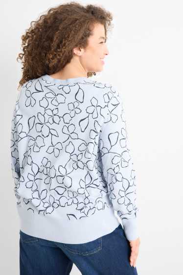 Women - Jumper - floral - light blue