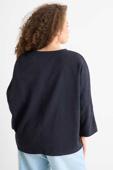 Donna - Felpa - a coste - blu scuro