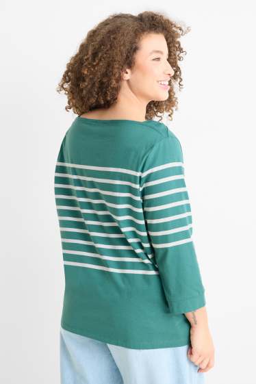 Damen - Langarmshirt - Regular Fit - gestreift - türkis