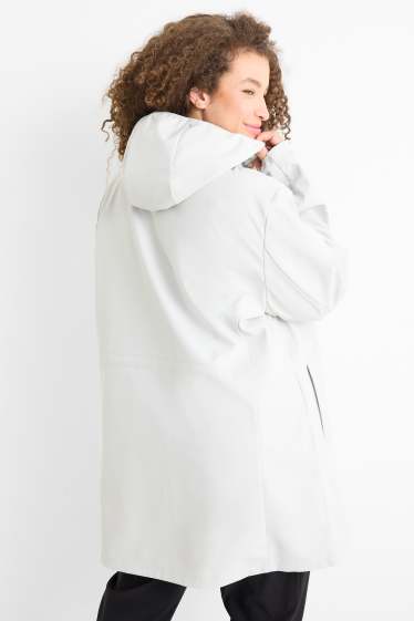 Damen - Softshellmantel mit Kapuze - wasserabweisend - 4 Way Stretch - hellgrau