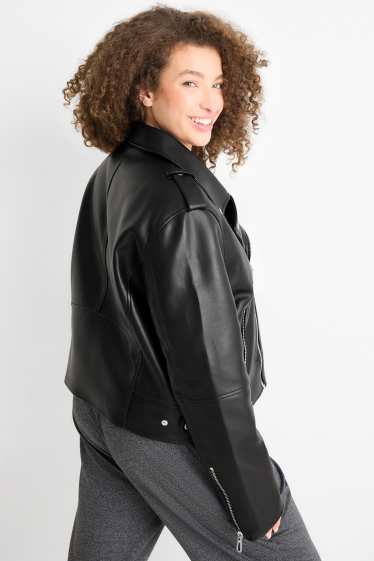 Women - Biker jacket - faux leather - black